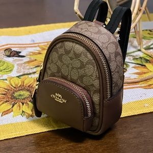 NWT Mini Court Backpack Bag Charm In Signature Canvas